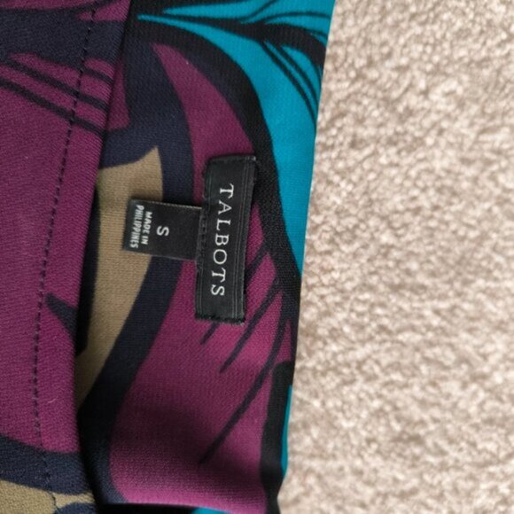 Talbots Jersey Stretch Feminine Floral Tropical Print Faux Wrap Sheath Dress S - Picture 5 of 9